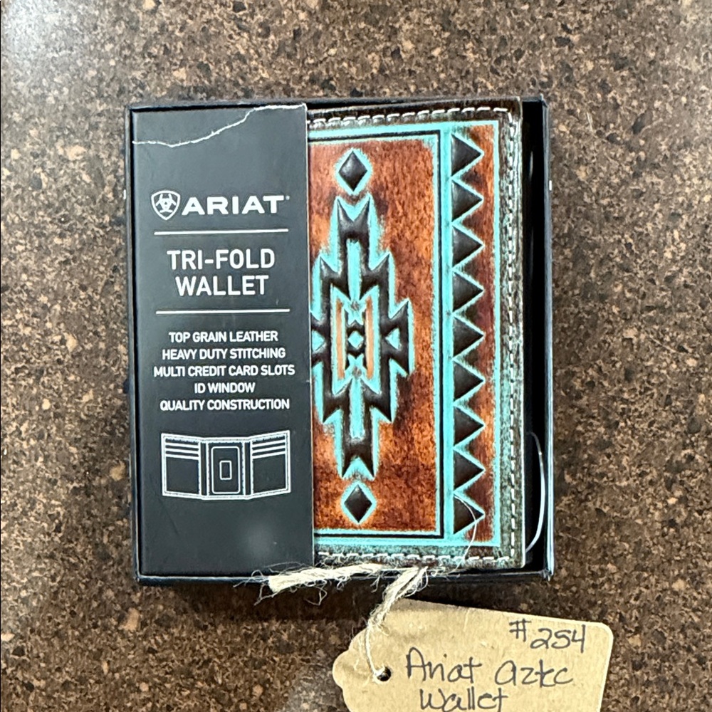 Ariat Leather Wallet with Turquoise Pattern